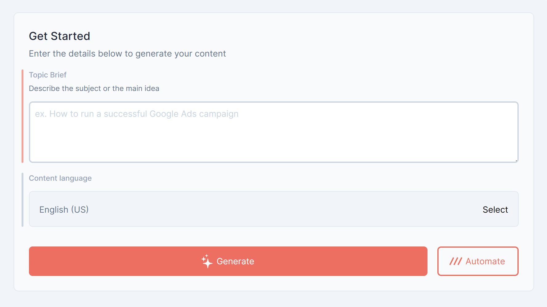blog post creation interface
